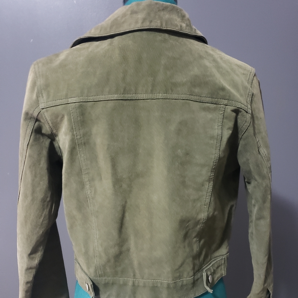 Leather coat, sweet earthy green